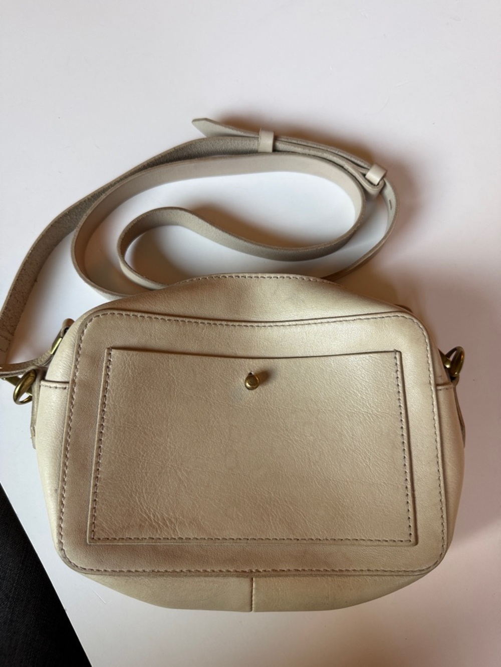 Madewell Cream Leather Crossbody Camera Bag